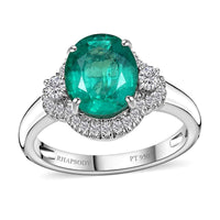 Rhapsody 950 Platinum AAAA Kagem Zambian Emerald, Diamond (E-F, VS2) (0.33 cts) Ring (Size 10.0) (5.85 g) 3.10 ctw