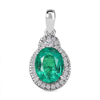 Rhapsody 950 Platinum AAAA Kagem Zambian Emerald and E-F VS2 Diamond Pendant without Chain 3.10 ctw