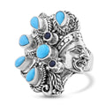 Memorial Day Doorbuster Bali Legacy Sleeping Beauty Turquoise, Blue Sapphire Ring in Sterling Silver (Size 10.0) 3.30 ctw - Sticky add to cart bar