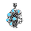 Bali Legacy Sleeping Beauty Turquoise and Blue Sapphire Native American Chief Pendant without Chain in Sterling Silver 3.30 ctw - Sticky add to cart bar