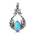 Indian Artistry Sleeping Beauty Turquoise 3.30 ctw Peacock Pendant without Chain in Sterling Silver - Sticky add to cart bar