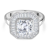 Moissanite 3.51 ctw Ring in Rhodium Over Sterling Silver (Size 8)