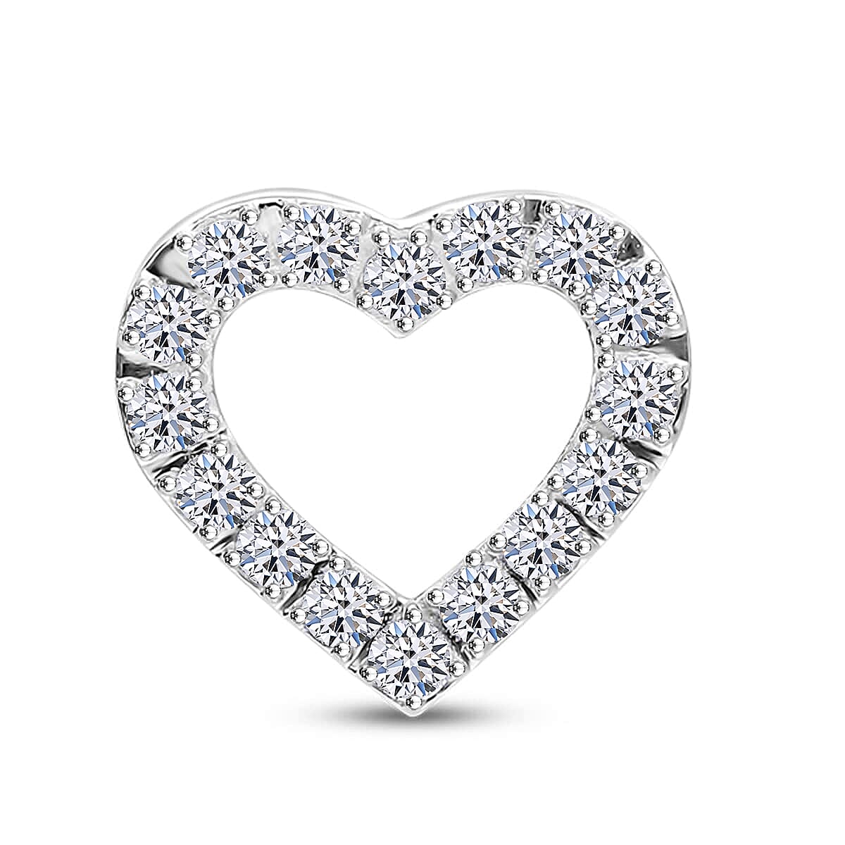 Luxuriant Lab Grown Diamond SI Heart Pendant without Chain in Platinum Over Sterling Silver 0.60 ctw