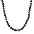 Enhanced Blue Tigers Eye 335.00 ctw Beaded Necklace in Rhodium Over Sterling Silver 20 Inches - Sticky add to cart bar