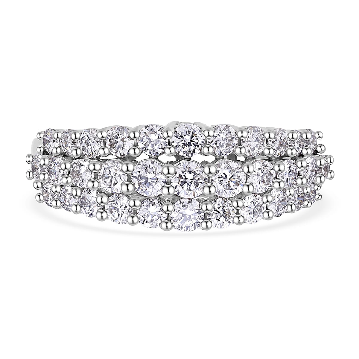 Lab Grown Diamond (G-H, SI) Ring in Platinum Over Sterling Silver (Size 10.0) 1.50 ctw