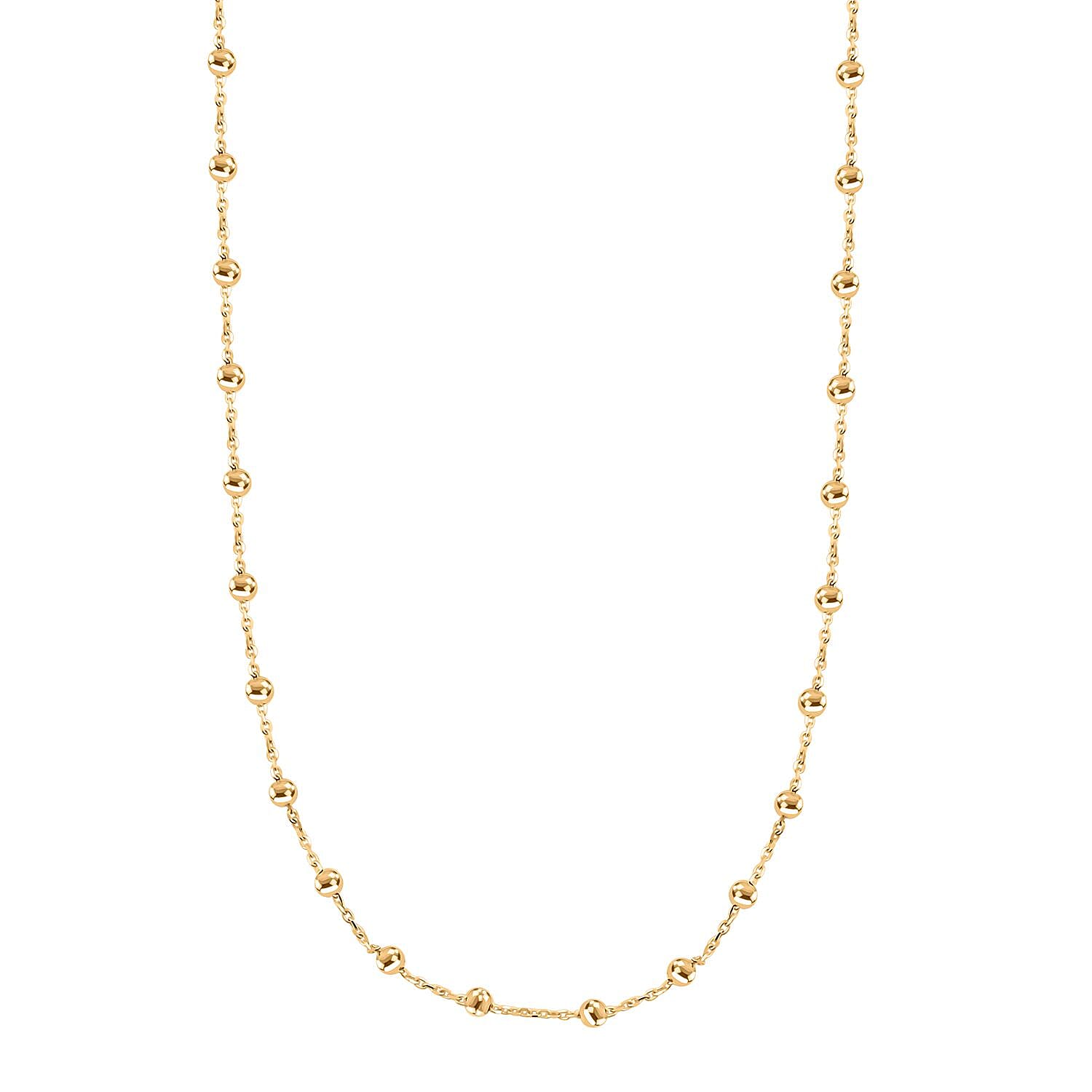 Collezione Sfere Italian 10K Yellow Gold T-Bar Beads Necklace 20 Inches 3.50 Grams