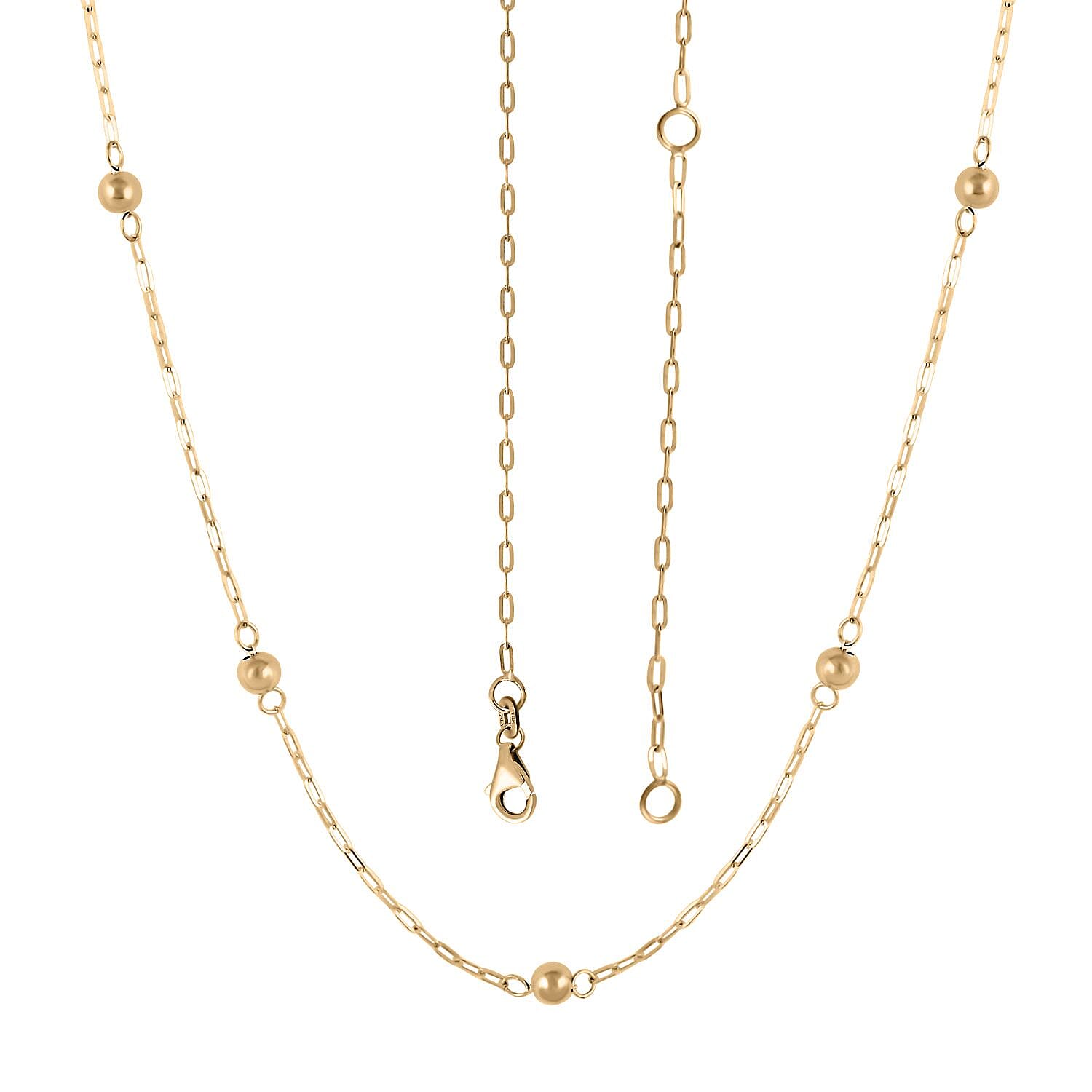 Italian 10K Yellow Gold Beads Station Necklace 18-20 Inches 1.70 Grams