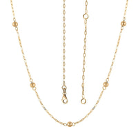 Italian 10K Yellow Gold Beads Station Necklace 18-20 Inches 1.70 Grams