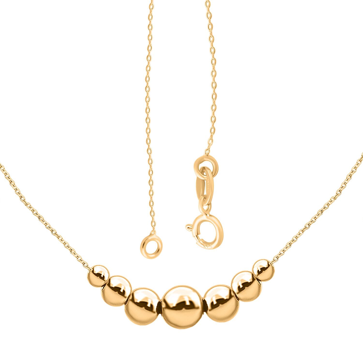 Italian 14K Yellow Gold Grad Bella Beads Necklace 18-20 Inches 0.80 Grams