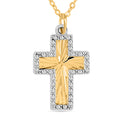 Italian 10K Yellow and White Gold Frame Cross Necklace 18-20 Inches 1.3 Grams - Sticky add to cart bar