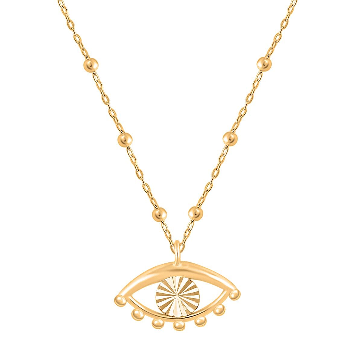 Italian 10K Yellow Gold Evil Eye Beaded Necklace 18-20 Inches 1.50 Grams