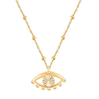 Italian 10K Yellow Gold Evil Eye Beaded Necklace 18-20 Inches 1.50 Grams