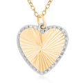 Italian 10K Yellow and White Gold Diamond-Cut Sunburst Heart Necklace 18-20 Inches 1.55 Grams - Sticky add to cart bar
