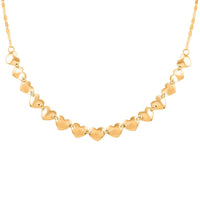 Italian Concave Heart Station Necklace in 10K Yellow Gold 1.50 Grams 18-20 Inches