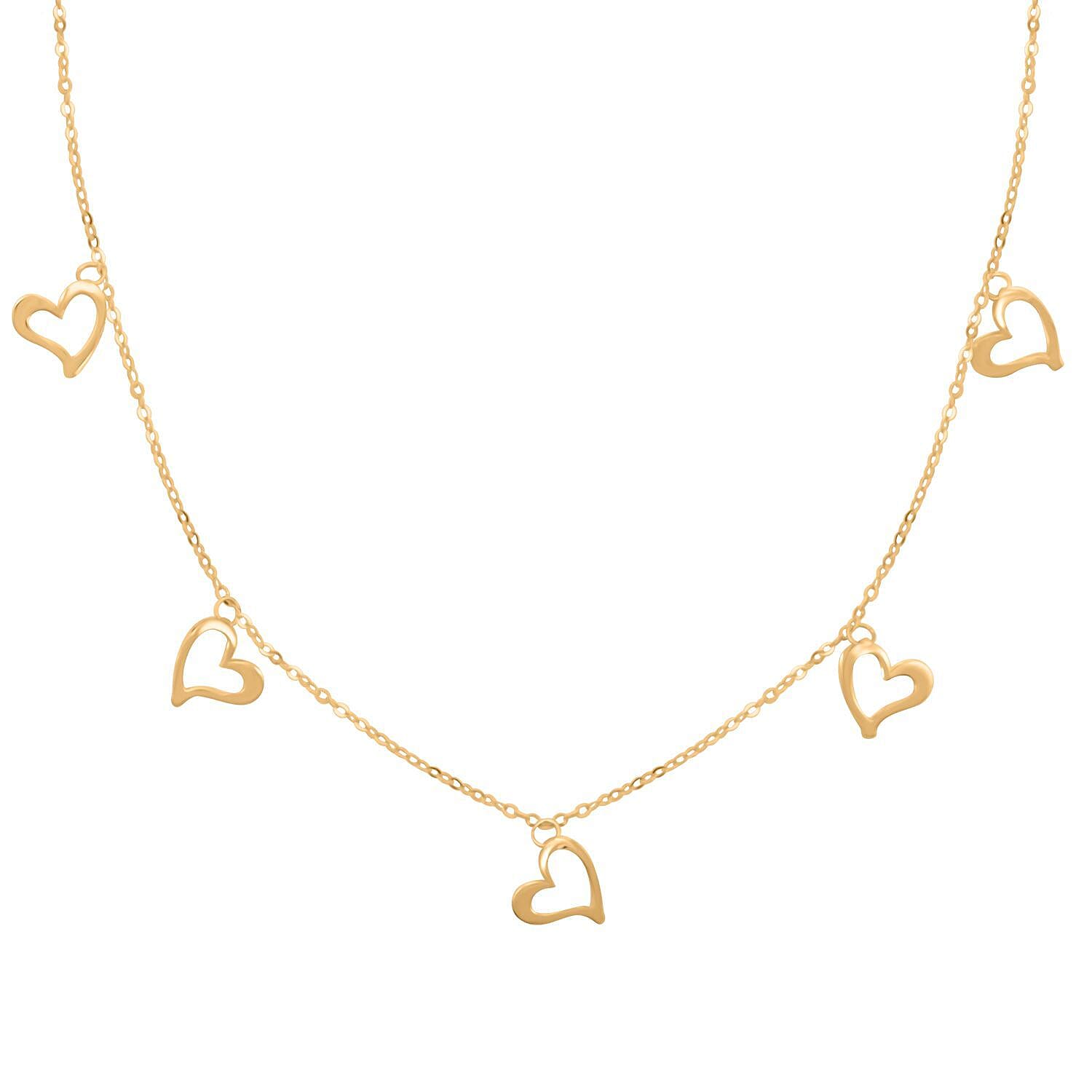 Disegno Cuori Italian 10K Yellow Gold Station Necklace 18-20 Inches 1.20 Grams