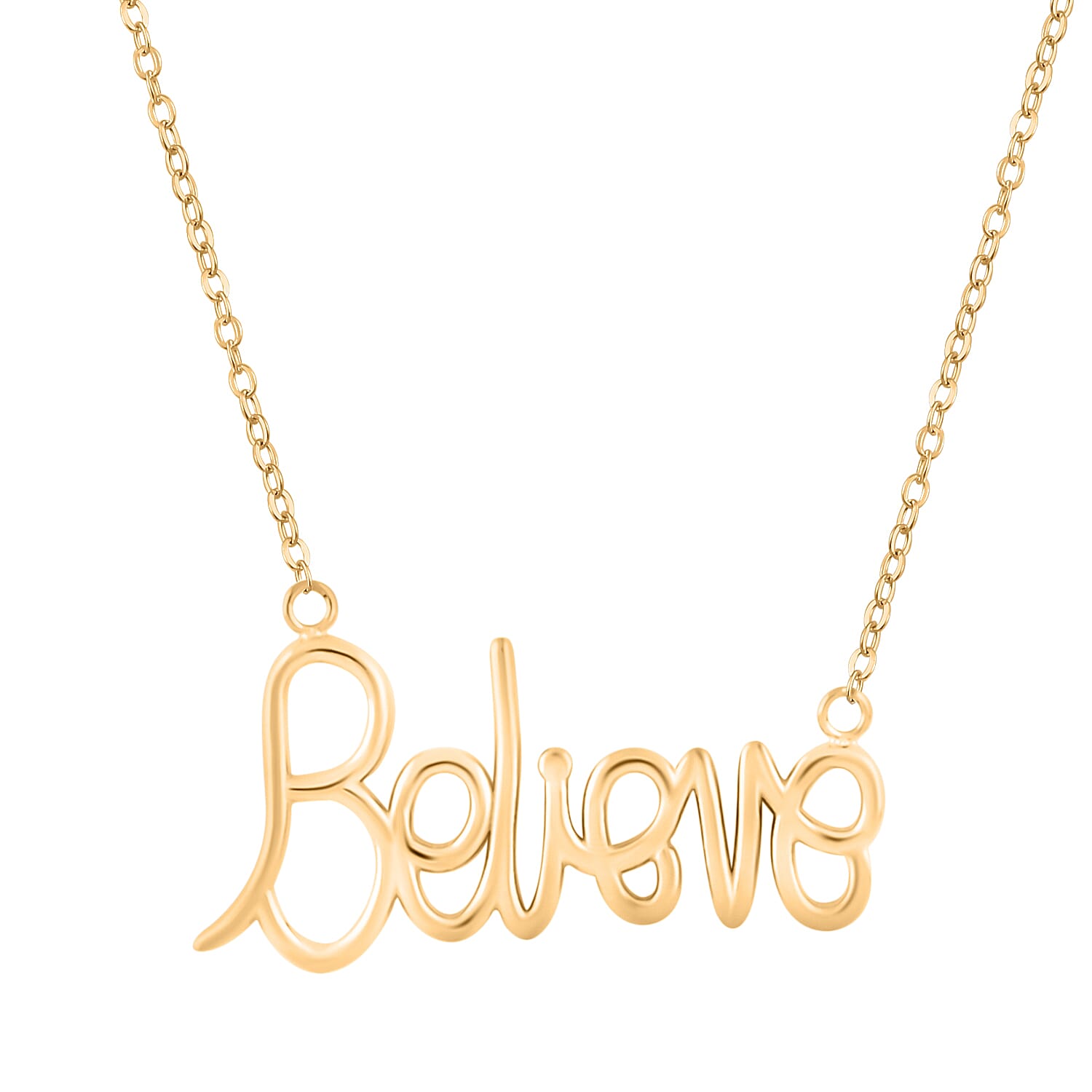 Italian 10K Yellow Gold Believe Script Necklace 18-20 Inches 1.90 Grams