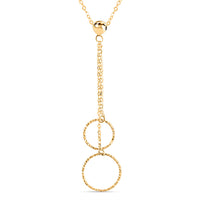 Italian 10K Yellow Gold Double Circle Pendant Necklace 18-20 Inches 0.80 Grams