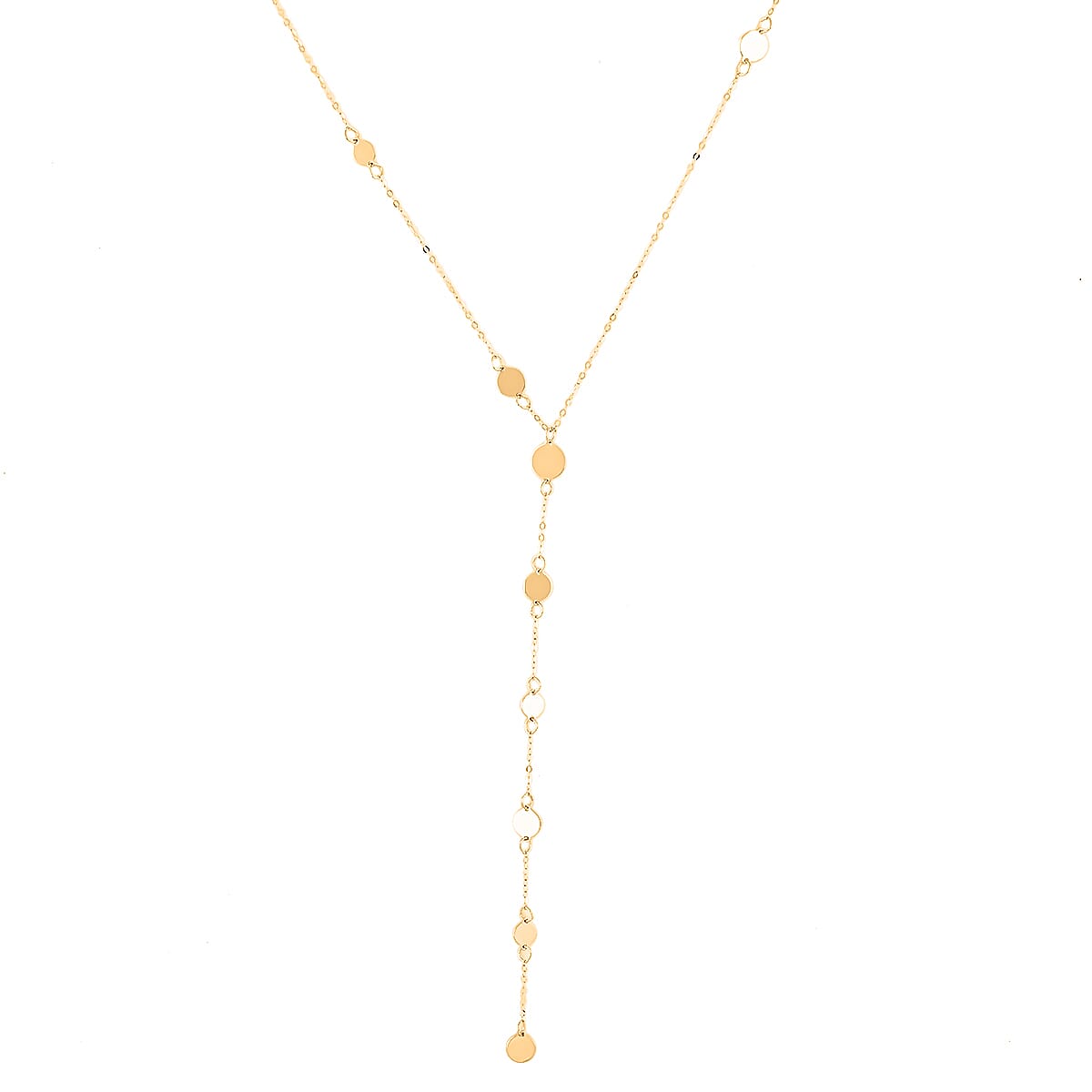 Italian 10K Yellow Gold Disc Drop Necklace 20 Inches 1.90 Grams