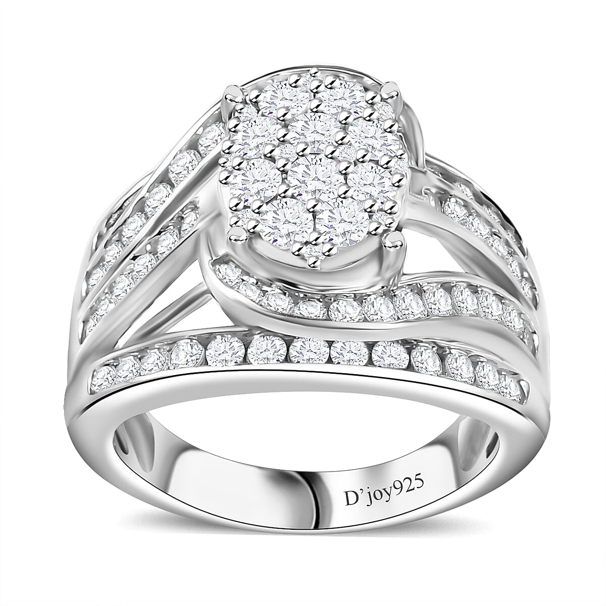 Doorbuster Diamond Ring in Platinum Over Sterling Silver (Size 6.0) 1.90 ctw