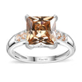 Simulated Champagne Diamond Solitaire Ring in Sterling Silver (Size 10.0) 4.40 ctw - Sticky add to cart bar