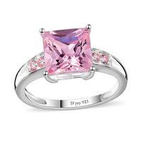 Simulated Champagne Diamond Solitaire Ring in Sterling Silver (Size 10.0) 4.40 ctw