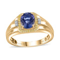 Luxoro 10K Yellow Gold Premium Tanzanite, I2 Natural Yellow and White Diamond Men's Ring 2.15 ctw - Sticky add to cart bar
