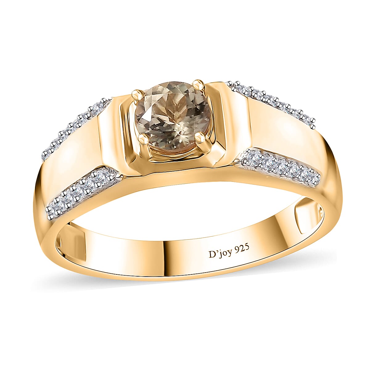 AAA Turkizite, Moissanite Men's Ring in 18K Vermeil YG Over Sterling Silver (Size 10.0) 1.40 ctw