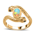 Ethiopian Welo Opal, Thai Black Spinel Ring in 18K Vermeil YG Over Sterling Silver (Size 6.5) 0.60 ctw - Sticky add to cart bar