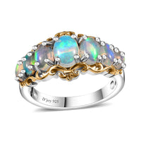 Premium Ethiopian Welo Opal Ring in Vermeil YG and Platinum Over Sterling Silver (Size 7.0) 1.60 ctw