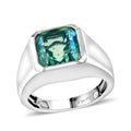 Asscher Cut Premium Peacock Quartz Men's Ring in Platinum Over Sterling Silver (Size 10.0) 5.25 ctw - Sticky add to cart bar