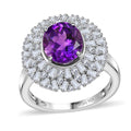 Uruguayan Amethyst and White Zircon Cocktail Ring in Platinum Over Sterling Silver 4.10 ctw - Sticky add to cart bar