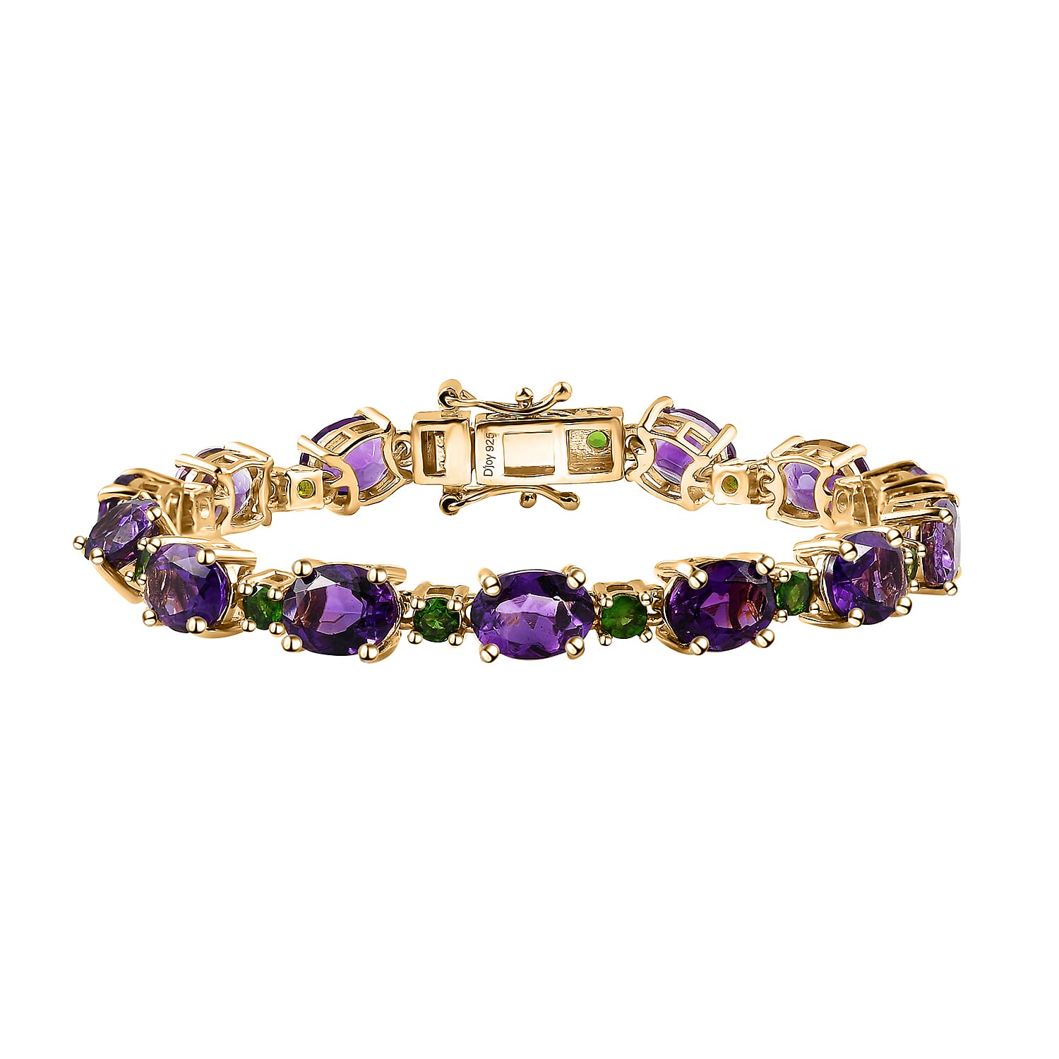 Premium Moroccan Amethyst, Chrome Diopside Bracelet in 18K Vermeil YG Over Sterling Silver (6.50 In) 16.50 ctw