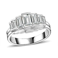 White Moissanite Ring in Rhodium Over Sterling Silver (Size 5.5) 1.48 ctw