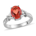 Padparadscha Quartz (Triplet) and White Zircon Ring in Stainless Steel 2.15 ctw - Sticky add to cart bar