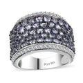 Tanzanite, White Zircon Ring in Rhodium Over Sterling Silver (Size 10.0) 4.40 ctw - Sticky add to cart bar