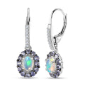Pemium Ethiopian Welo Opal and Multi Gemstone Lever Back Earrings in Platinum Over Sterling Silver 1.65 ctw - Sticky add to cart bar