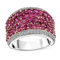 Niassa Ruby (FF), White Zircon Ring in 14K RG and Rhodium Over Sterling Silver (Size 10.0) 5.75 ctw