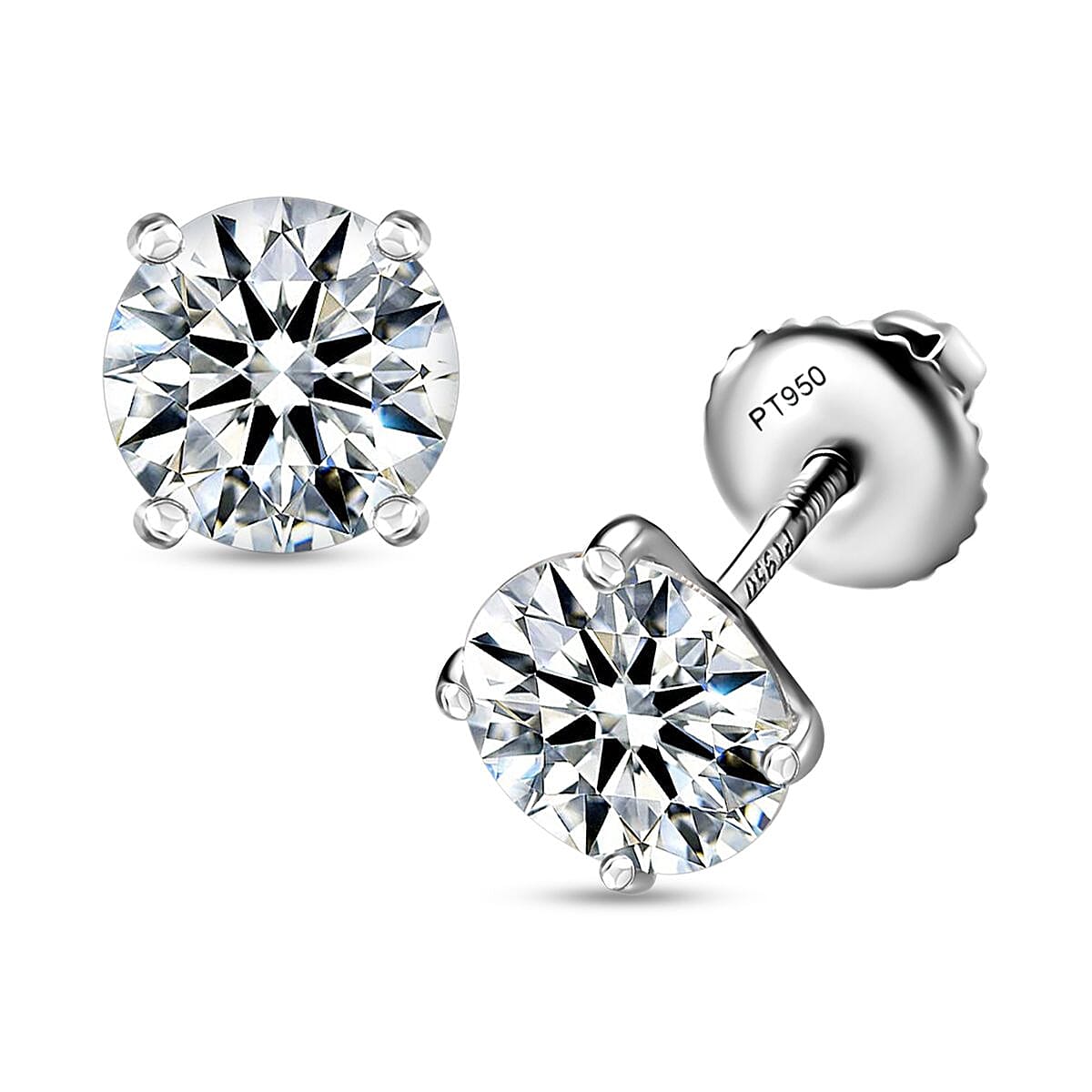 Moissanite 1.90 ctw Solitaire Stud Earrings in 950 Platinum