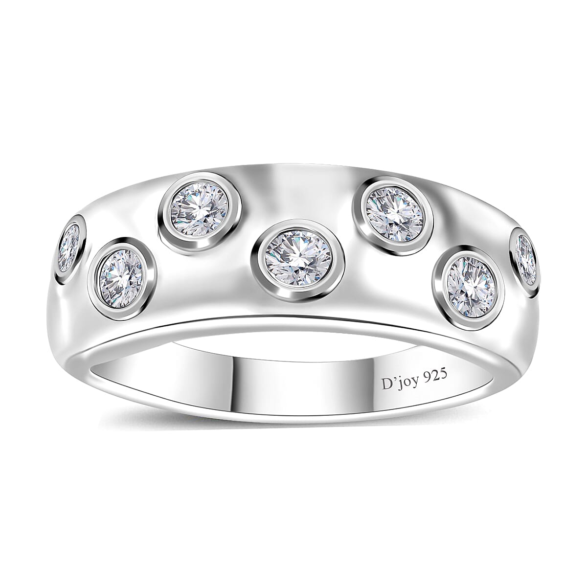 Moissanite Ring in Platinum Over Sterling Silver (Size 10.0) 0.40 ctw