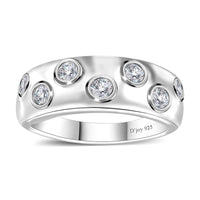 Moissanite Ring in Platinum Over Sterling Silver (Size 10.0) 0.40 ctw