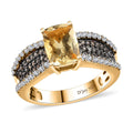 Sunfire Beryl, Brown and White Zircon Ring in Vermeil YG Over Sterling Silver (Size 10.0) 2.00 ctw - Sticky add to cart bar