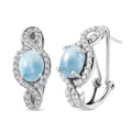 D'Joy Larimar and White Zircon Latch Back Earrings in Rhodium Over Sterling Silver 6.00 ctw - Sticky add to cart bar
