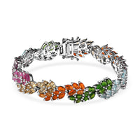 Multi Gemstone Bracelet in Platinum Over Sterling Silver (6.50 In) 16.10 ctw
