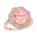 Certified & Appraised Luxoro 14K Rose Gold AAA Pink Morganite and G-H I2 Diamond Ring (Size 7.0) 4.68 Grams 4.80 ctw - Sticky add to cart bar