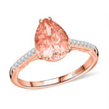 Certified & Appraised Luxoro 14K Rose Gold AAA Pink Morganite and G-H I2 Diamond Ring 2.50 ctw - Sticky add to cart bar