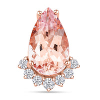 Luxoro 14K Rose Gold AAA Palmeiras Pink Morganite and G-H I2 Diamond Pendant without Chain 1.35 ctw