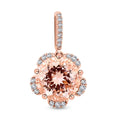 Certified & Appraised Luxoro 14K Rose Gold AAA Pink Morganite and G-H I2 Diamond Floral Pendant without Chain 2.65 ctw - Sticky add to cart bar
