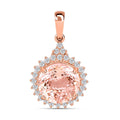 Certified & Appraised Luxoro 14K Rose Gold AAA Pink Morganite and G-H I2 Diamond Sunburst Pendant without Chain 2.75 ctw - Sticky add to cart bar