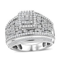14 Aug TLV Diamond Ring in Platinum Over Sterling Silver (Size 10.0) 1.50 ctw