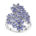Doorbuster Tanzanite Bypass Leaf Ring in Platinum Over Sterling Silver (Size 10.0) (Del. in 10-12 Days) 3.65 ctw - Sticky add to cart bar
